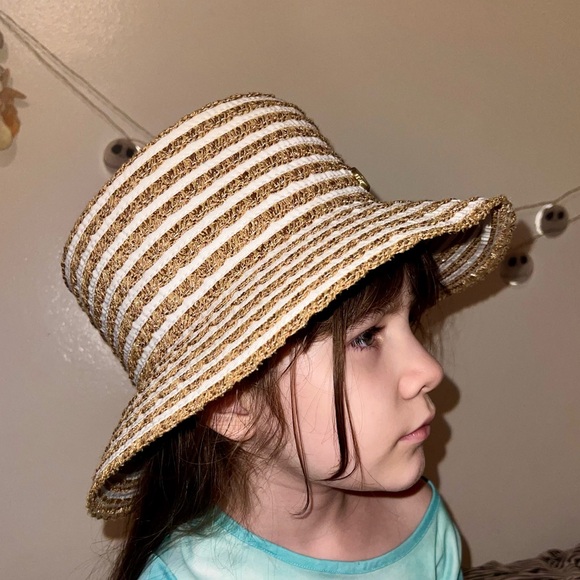 Eric Javits Packable UPF 50+ White & Beige Bucket Sun Hat - 3" Brim / One Size - Picture 7 of 7
